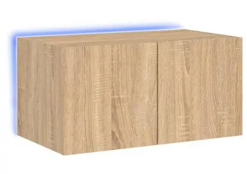 Comodă TV de perete cu lumini LED, stejar sonoma, 60x35x31 cm - 2/5