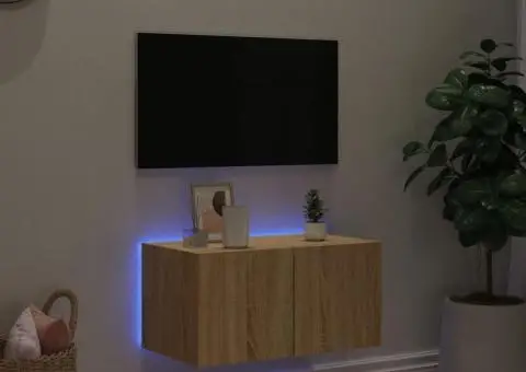 Comodă TV de perete cu lumini LED, stejar sonoma, 60x35x31 cm - 3/5