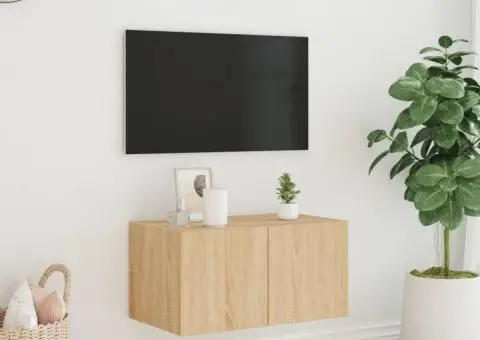 Comodă TV de perete cu lumini LED, stejar sonoma, 60x35x31 cm - 4/5
