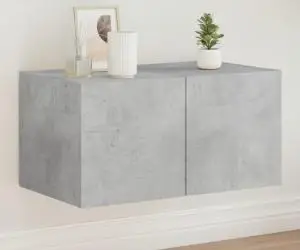 vidaXL Comodă TV de perete cu lumini LED, gri beton, 60x35x31 cm