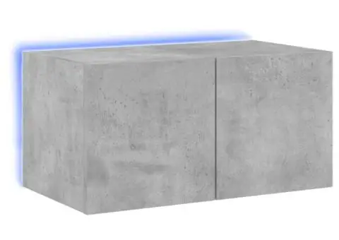 Comodă TV de perete cu lumini LED, gri beton, 60x35x31 cm - 2/5