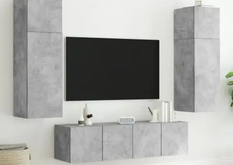 Comodă TV de perete cu lumini LED, gri beton, 60x35x31 cm - 5/5