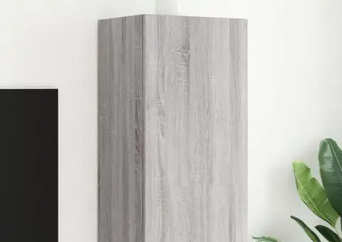 Comodă TV de perete cu lumini LED, gri sonoma, 40,5x35x80 cm - 1/5