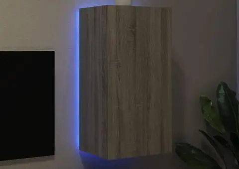 Comodă TV de perete cu lumini LED, gri sonoma, 40,5x35x80 cm - 3/5