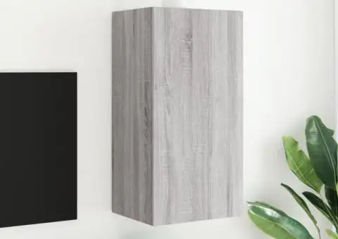 Comodă TV de perete cu lumini LED, gri sonoma, 40,5x35x80 cm - 4/5