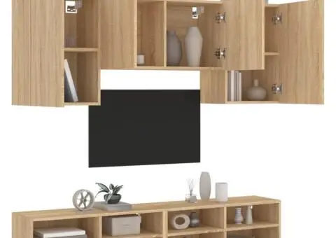 Unități TV de perete, 5 piese, stejar sonoma, lemn prelucrat - 1/5