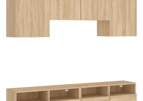 Unități TV de perete, 5 piese, stejar sonoma, lemn prelucrat - 2/5