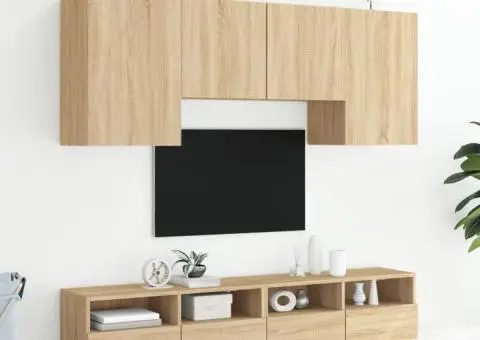 Unități TV de perete, 5 piese, stejar sonoma, lemn prelucrat - 3/5
