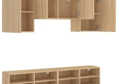 Unități TV de perete, 5 piese, stejar sonoma, lemn prelucrat - 4/5