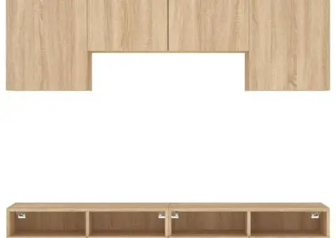 Unități TV de perete, 5 piese, stejar sonoma, lemn prelucrat - 5/5