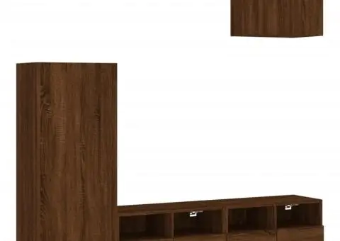 Unități TV de perete, 4 piese, stejar maro, lemn prelucrat - 2/5