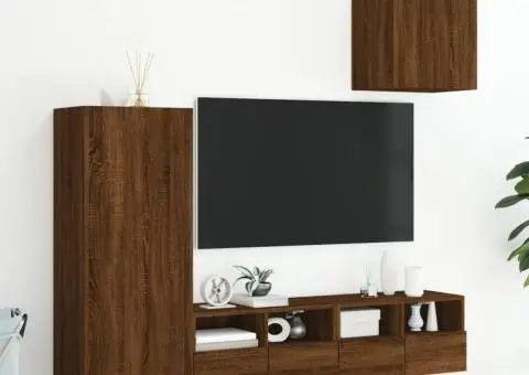 Unități TV de perete, 4 piese, stejar maro, lemn prelucrat - 3/5