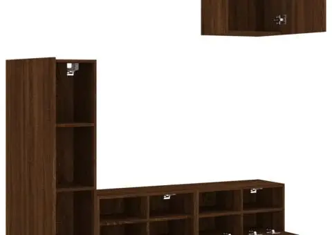 Unități TV de perete, 4 piese, stejar maro, lemn prelucrat - 4/5