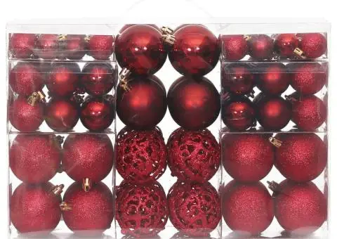 Globuri de Crăciun, 100 buc, roșu vin, 3 / 4 / 6 cm - 2/5