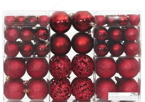 Globuri de Crăciun, 100 buc, roșu vin, 3 / 4 / 6 cm - 3/5