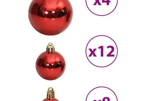 Globuri de Crăciun, 100 buc, roșu vin, 3 / 4 / 6 cm - 5/5