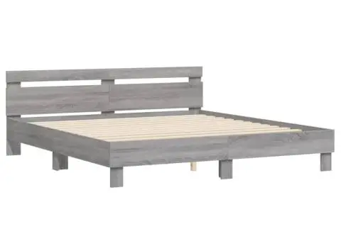 Cadru de pat cu tăblie, gri sonoma, 160x200 cm lemn prelucrat - 3/5