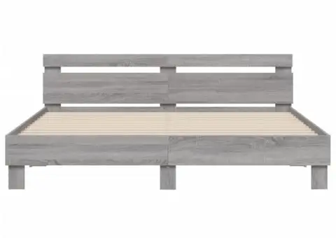 Cadru de pat cu tăblie, gri sonoma, 160x200 cm lemn prelucrat - 5/5