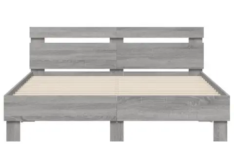 Cadru de pat cu tăblie, gri sonoma, 150x200 cm, lemn prelucrat - 5/5