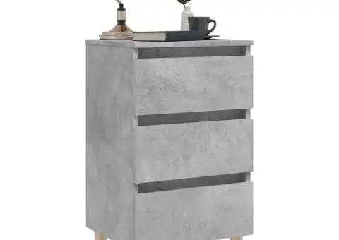 Noptiere cu picioare lemn masiv, 2 buc., gri beton, 40x35x69 cm - 4/5