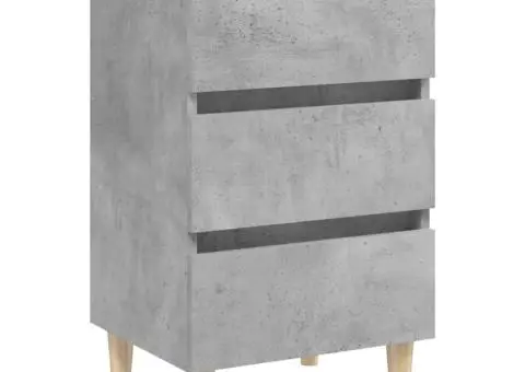 Noptiere cu picioare lemn masiv, 2 buc., gri beton, 40x35x69 cm - 5/5