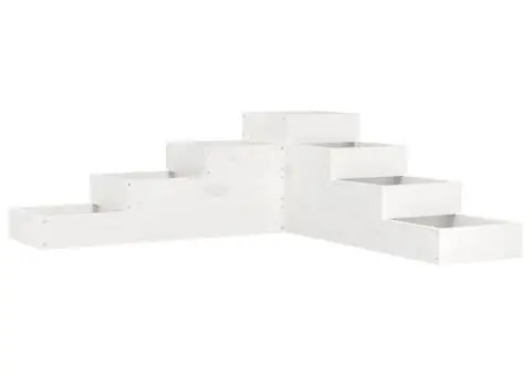 Jardinieră grădină cu 4 niveluri, alb, 106x104,5x36 cm lemn pin - 2/5