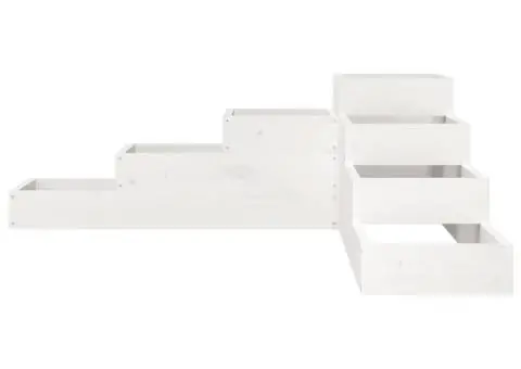 Jardinieră grădină cu 4 niveluri, alb, 106x104,5x36 cm lemn pin - 4/5