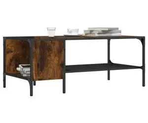 vidaXL Măsuță de cafea cu raft, stejar fumuriu, 100x51x40 cm, lemn