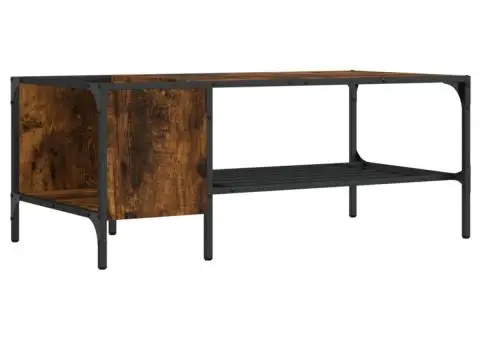 Măsuță de cafea cu raft, stejar fumuriu, 100x51x40 cm, lemn - 2/5