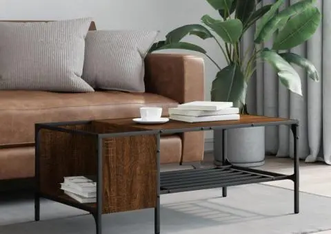 Măsuță de cafea cu raft, stejar maro, 100x51x40 cm, lemn - 3/5