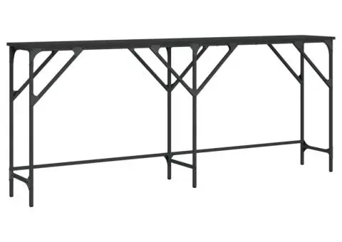 Măsuță consolă, negru, 180x29x75 cm, lemn compozit - 2/5
