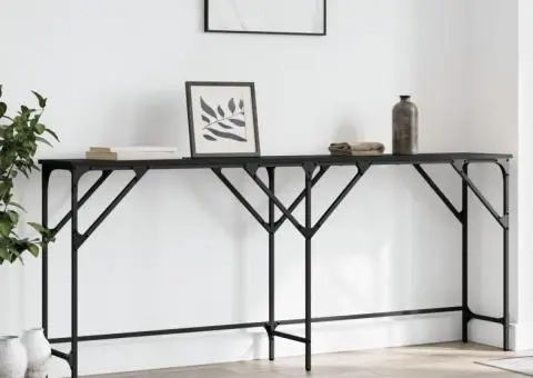 Măsuță consolă, negru, 180x29x75 cm, lemn compozit - 3/5