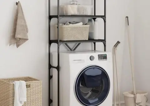 Dulap mașină de spălat, negru, 67x25x163 cm lemn prelucrat - 1/5