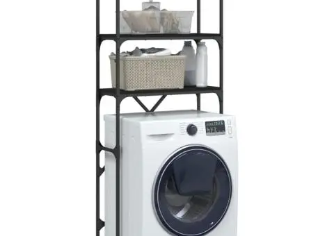 Dulap mașină de spălat, negru, 67x25x163 cm lemn prelucrat - 5/5