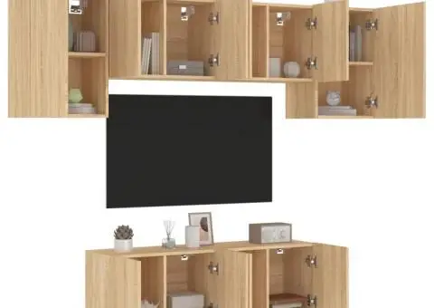 Unități TV de perete, 6 piese, stejar sonoma, lemn prelucrat - 1/5