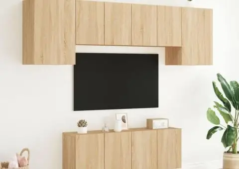 Unități TV de perete, 6 piese, stejar sonoma, lemn prelucrat - 3/5