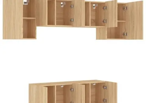 Unități TV de perete, 6 piese, stejar sonoma, lemn prelucrat - 4/5