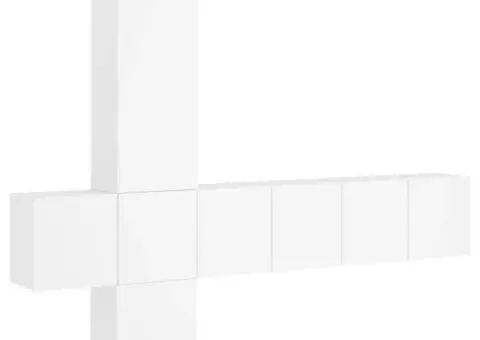 Unități TV de perete, 5 piese, alb, lemn prelucrat - 2/5