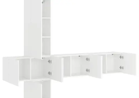 Unități TV de perete, 5 piese, alb, lemn prelucrat - 4/5