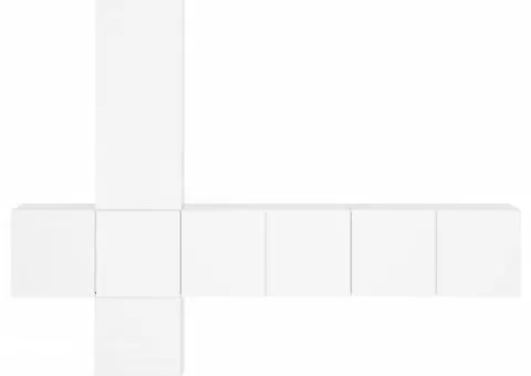 Unități TV de perete, 5 piese, alb, lemn prelucrat - 5/5