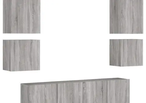 Unități TV de perete, 6 piese, gri sonoma, lemn prelucrat - 2/5