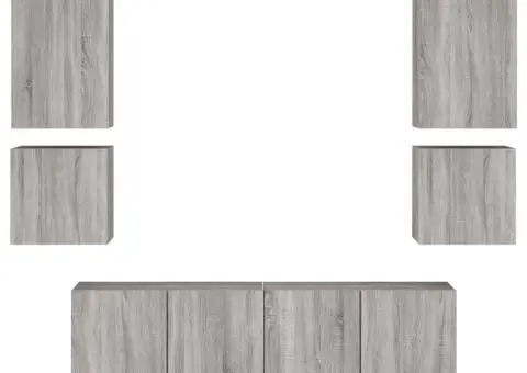 Unități TV de perete, 6 piese, gri sonoma, lemn prelucrat - 5/5