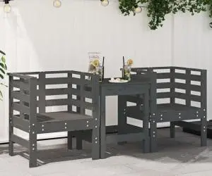 vidaXL Scaune de grădină, 2 buc., gri, 61,5x53x71 cm, lemn masiv pin