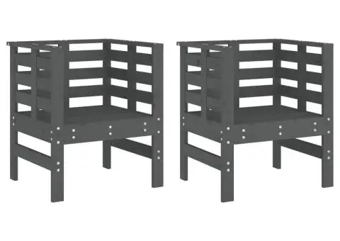 Scaune de grădină, 2 buc., gri, 61,5x53x71 cm, lemn masiv pin - 2/5