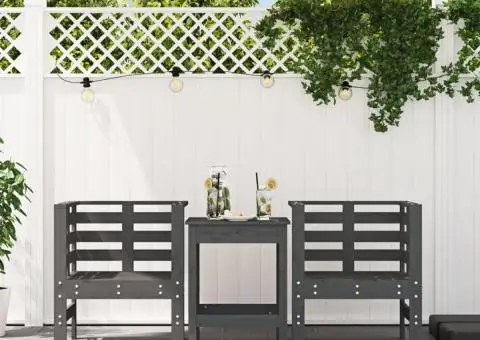 Scaune de grădină, 2 buc., gri, 61,5x53x71 cm, lemn masiv pin - 3/5