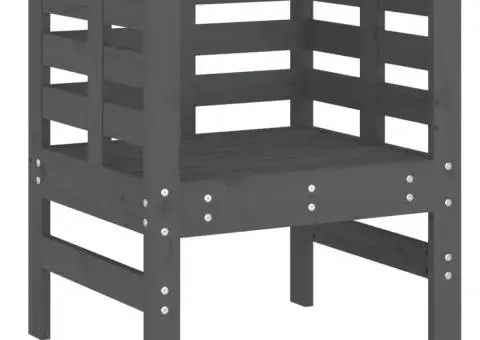 Scaune de grădină, 2 buc., gri, 61,5x53x71 cm, lemn masiv pin - 4/5