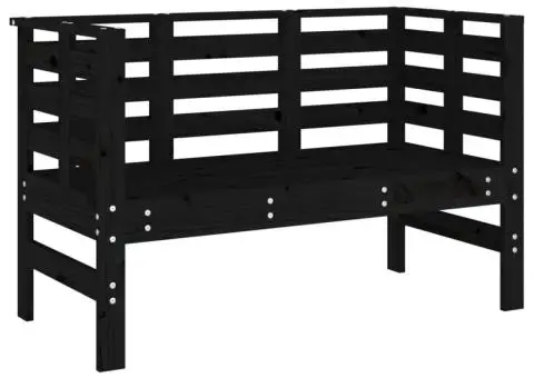 Bancă de grădină, negru, 111,5x53x71 cm, lemn masiv de pin - 2/5