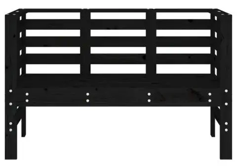 Bancă de grădină, negru, 111,5x53x71 cm, lemn masiv de pin - 4/5
