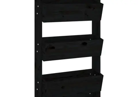 Jardinieră de perete cu 3 niveluri negru 60x18,5x110cm lemn pin - 2/5