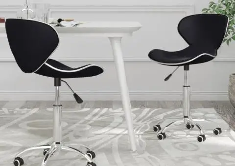 Scaune de bucătărie pivotante, 2 buc. negru, piele ecologică - 1/5